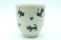 Neko Yunomi, Black and White Japanese Teacup, EdoMatcha