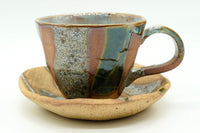 Nishoku Yunomi, Two-Tone Japanese Teacup and saucer, EdoMatcha